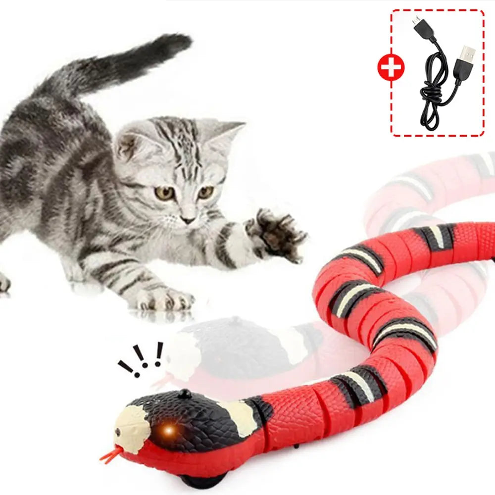 Jouet interactif pour chat en forme de serpent à détection intelligente